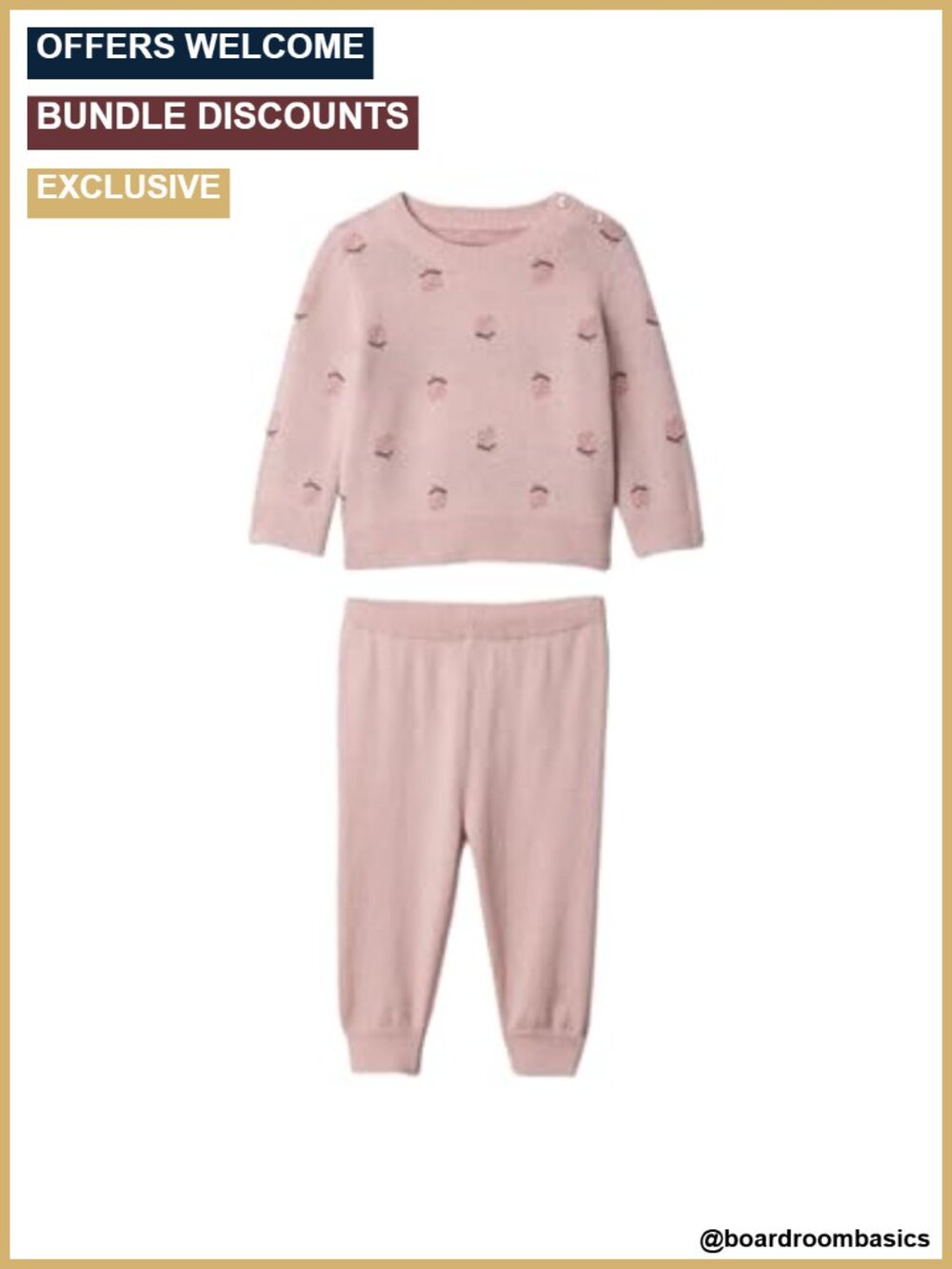 Baby Girls Sweater Set Long Sleeve Pull On Cartoon Pattern Regular Fit